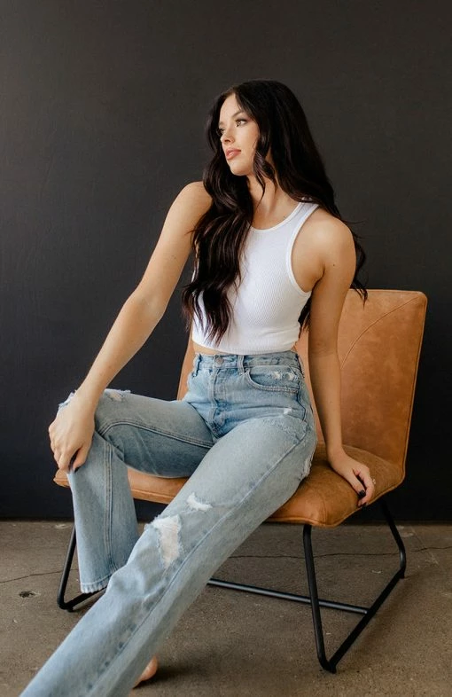 DYNAMIC TOPS Jaya Ribbed Racerback Seamless Tank - White