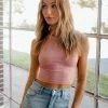 DYNAMIC Kip Seamless High Neck Ribbed Crop Tank Top - Rose TOPS
