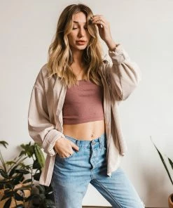 WL TOPS Cayla Corduroy Button Down Pocket Top - Sand 17 WL TOPS Cayla Corduroy Button Down Pocket Top - Sand