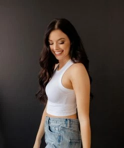 DYNAMIC Calm Seamless Ribbed Crop Tank Top - White