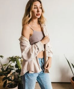 WL TOPS Cayla Corduroy Button Down Pocket Top - Sand 23 WL TOPS Cayla Corduroy Button Down Pocket Top - Sand