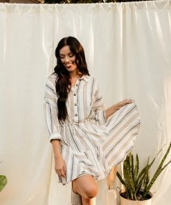 BT Priyanka Striped Button Down Dress DRESSES