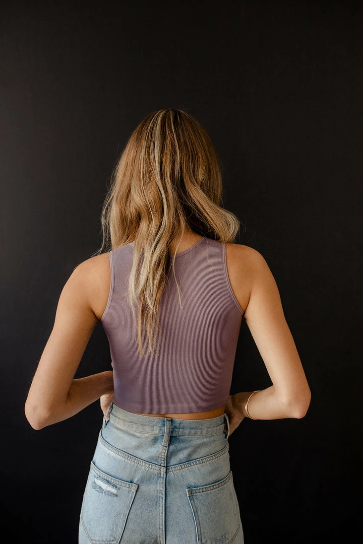 DYNAMIC TOPS Ford Seamless Ribbed Crop Tank Top - Dusty Lilac 6 DYNAMIC TOPS Ford Seamless Ribbed Crop Tank Top - Dusty Lilac