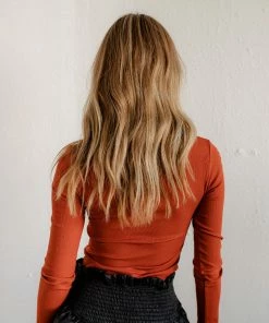 BT Franklin Ribbed Turtleneck Top - Rust TOPS 11 BT Franklin Ribbed Turtleneck Top - Rust TOPS