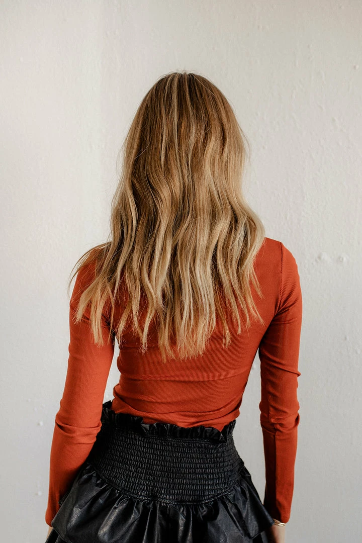BT Franklin Ribbed Turtleneck Top - Rust TOPS 7 BT Franklin Ribbed Turtleneck Top - Rust TOPS