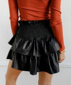 MUSTARD SEED BOTTOMS Javon Faux Leather Ruffle Smocked Skort