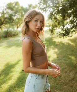 BT Jolie Ribbed Seamless Crop Top - Espresso