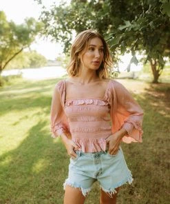 MUSTARD SEED TOPS Brisbane Smocked Ruffle Blouse 22 MUSTARD SEED TOPS Brisbane Smocked Ruffle Blouse