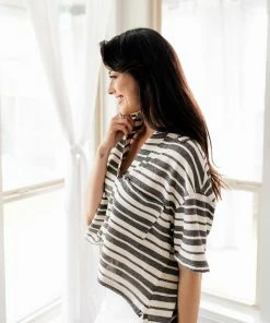 BT BEST SELLERS Aston Striped Collared Knit Top 25 BT BEST SELLERS Aston Striped Collared Knit Top