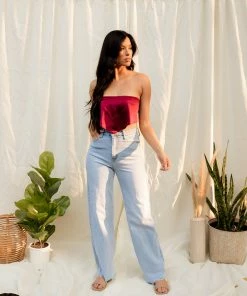 VIBRANT MIU BOTTOMS Jamila High Rise 90's Flare Denim