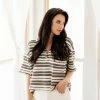 BT BEST SELLERS Aston Striped Collared Knit Top