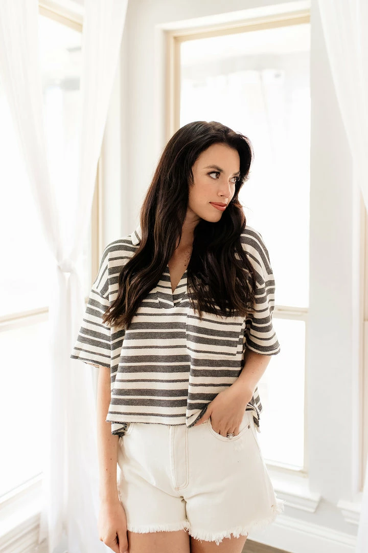BT BEST SELLERS Aston Striped Collared Knit Top 3 BT BEST SELLERS Aston Striped Collared Knit Top