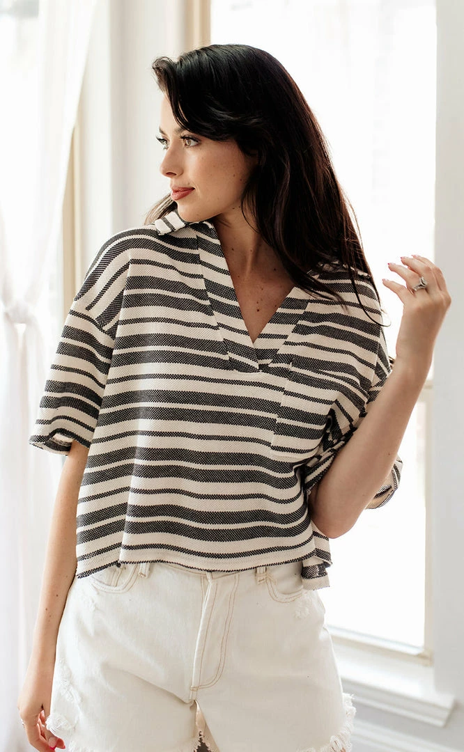BT BEST SELLERS Aston Striped Collared Knit Top 7 BT BEST SELLERS Aston Striped Collared Knit Top