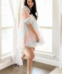 STORIA She's Like Spring Tulle Babydoll Dress - Rainbow