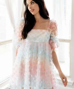 STORIA She's Like Spring Tulle Babydoll Dress - Rainbow