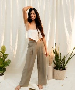 FORE COLLECTION Fraser Pintuck High Rise Trousers BOTTOMS