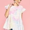 ODDI Tie Dye Tiered Babydoll Top