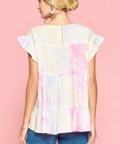 ODDI Tie Dye Tiered Babydoll Top