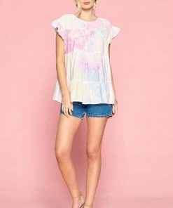 ODDI Tie Dye Tiered Babydoll Top
