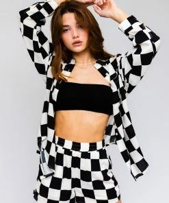 LE LIS Johan Checkered Pocketed Shorts