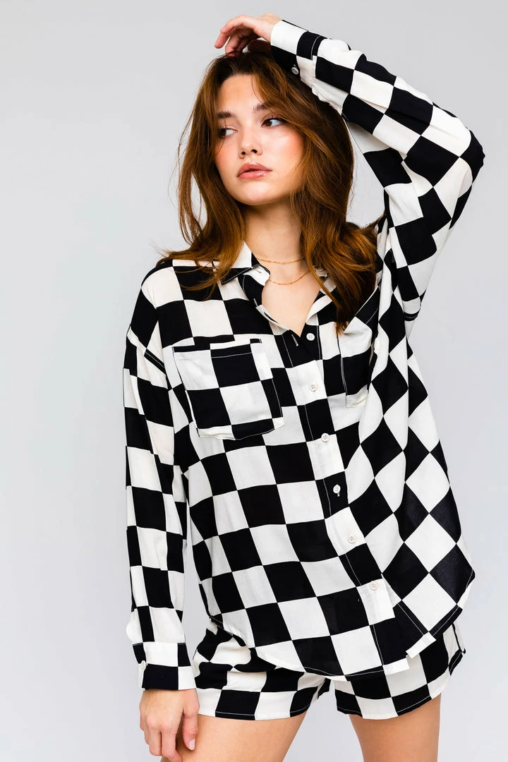 LE LIS MATCHING SETS Johan Checkered Button Down Top 10 LE LIS MATCHING SETS Johan Checkered Button Down Top