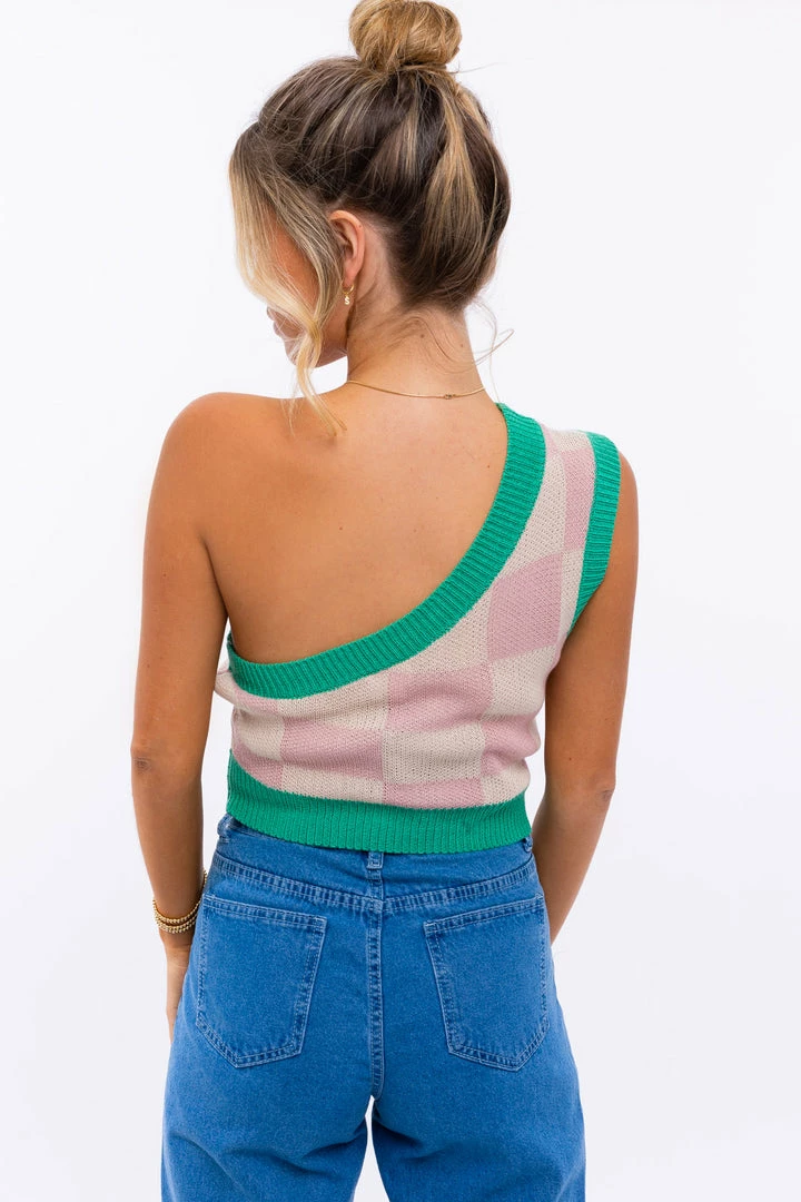 LE LIS TOPS Cope Checkered One Shoulder Top 5 LE LIS TOPS Cope Checkered One Shoulder Top
