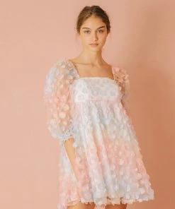 STORIA She's Like Spring Tulle Babydoll Dress - Rainbow