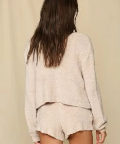 BT Dreamy Knit Fuzzy Shorts - Taupe MATCHING SETS