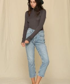 BT Day And Night Turtleneck Knit Top - Charcoal TOPS