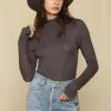 BT Day And Night Turtleneck Knit Top - Charcoal TOPS