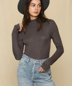 BT Day And Night Turtleneck Knit Top - Charcoal TOPS