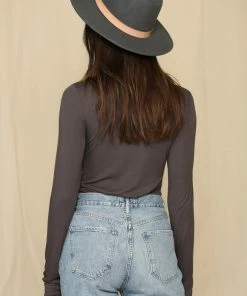 BT Day And Night Turtleneck Knit Top - Charcoal TOPS