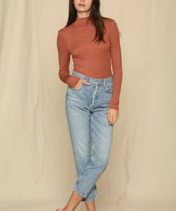 BT Day And Night Turtleneck Knit Top - Rust TOPS