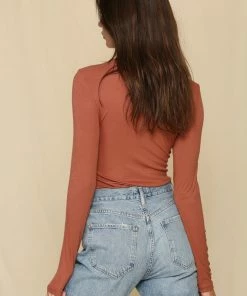 BT Day And Night Turtleneck Knit Top - Rust TOPS