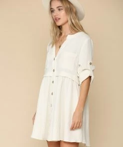 BT Yolanda Cotton Button Down Babydoll Dress BRIDAL