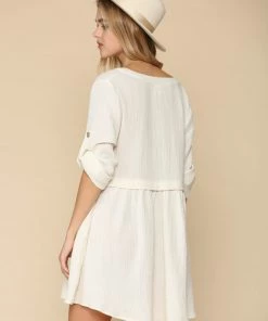 BT Yolanda Cotton Button Down Babydoll Dress BRIDAL