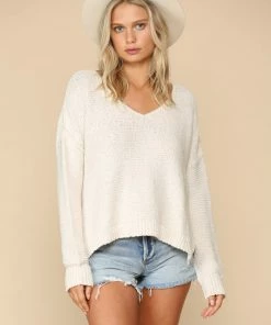 BT TOPS Chasing Rainbows Cotton V-Neck Sweater