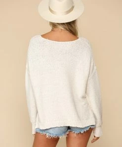 BT TOPS Chasing Rainbows Cotton V-Neck Sweater