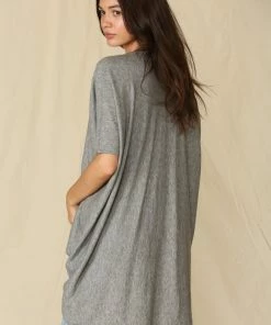 BT MADE IN THE USA Josephine Twist Front Knit Top - Grey