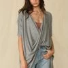 BT MADE IN THE USA Josephine Twist Front Knit Top - Grey