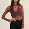 BT TOPS Sweet Mary Sheer Lace Top - Dark Mauve