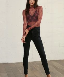 BT TOPS Sweet Mary Sheer Lace Top - Dark Mauve