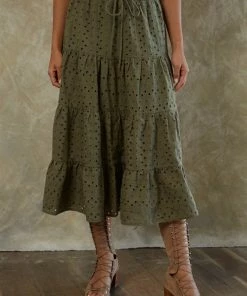 BT MATCHING SETS Mindy Cotton Eyelet Tiered Midi Skirt