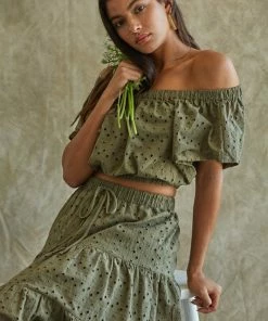 BT MATCHING SETS Mindy Cotton Eyelet Crop Top