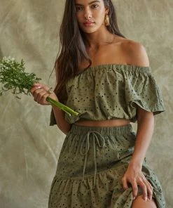 BT MATCHING SETS Mindy Cotton Eyelet Crop Top