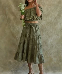 BT MATCHING SETS Mindy Cotton Eyelet Crop Top