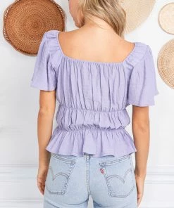 MADE WITH LOVE TOPS Charlene Ruched Blouse Top