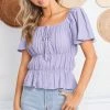 MADE WITH LOVE TOPS Charlene Ruched Blouse Top