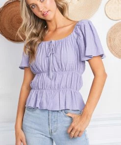 MADE WITH LOVE TOPS Charlene Ruched Blouse Top