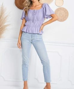 MADE WITH LOVE TOPS Charlene Ruched Blouse Top